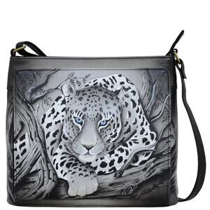 Elegant Gray Leopard Crossbody Bag